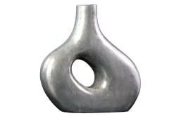 Handgefertigte Vase RING 30cm dunkelgrau Metall Dekoration Blumenvase