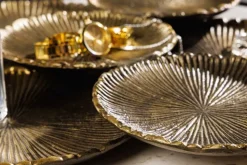 Handgefertigte XXL Deko Schale ABSTRACT LEAF 45cm gold Metall Aluminium Schmuckablage