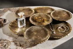 Handgefertigte XXL Deko Schale ABSTRACT LEAF 45cm gold Metall Aluminium Schmuckablage