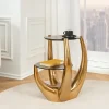 Handgefertigter Beistelltisch LEVELS 50cm gold antik Schwarzglas schwarz Metall