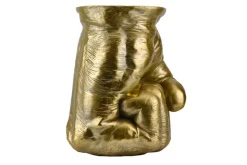 Handgefertigter Beistelltisch FIST 50cm gold runde Tischplatte Faust-Skulptur