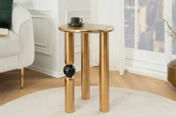 Handgefertigter Beistelltisch ABSTRACT 55cm gold schwarz Metall rund