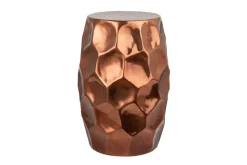 Handgefertigter Beistelltisch ORGANIC ORIENT 50cm kupfer Metall Hammerschlag Design Waben rund