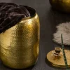 Handgefertigter Beistelltisch ORIENT STORAGE 50cm gold Hammerschlag Design mit Stauraum rund
