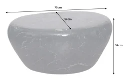 Handgefertigter Couchtisch STONE 75cm schwarz Marmor-Design Metall