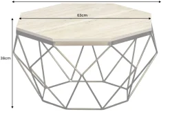 Handgefertigter Couchtisch DIAMOND 70cm beige Travertin schwarz Eisen