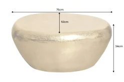 Handgefertigter Couchtisch STONE 75cm gold Metall Hammerschlag Design