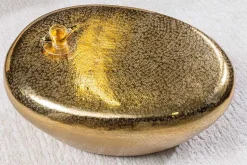 Handgefertigter Couchtisch STONE 75cm gold Metall Hammerschlag Design
