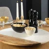 Handgefertigter Drehteller SERVANT 50cm weiß natur Marmor Mangoholz Dekoplatte rund