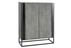 Handgefertigtes Highboard CROCO 120cm grau schwarz Mangoholz massiv 3D-Design