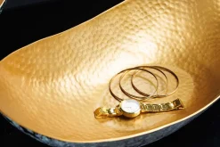 Handgerfertigtes 2er Set Deko Schalen ABSTRACT ORIENT 55cm gold Metall Patina