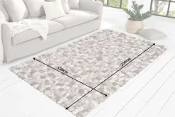 Handgewebter Schurwolle-Teppich ORGANIC LIVING 200x120cm grau Filz Steinoptik