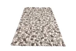 Handgewebter Schurwolle-Teppich ORGANIC LIVING 200x120cm grau Filz Steinoptik