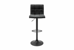 Höhenverstellbarer Barhocker MODENA vintage grau Microfaser Metall schwarz mit Lehne drehbar