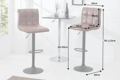 Höhenverstellbarer Barhocker MODENA vintage braun Microfaser Metall schwarz mit Lehne drehbar