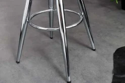 Höhenverstellbarer Barhocker INDUSTRIAL Chrom silber schwarz Metall rund drehbar