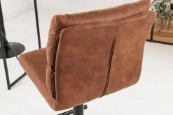 Höhenverstellbarer Barhocker COMFORT antik braun Microfaser drehbar mit Lehne Metall schwarz