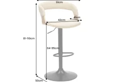 Höhenverstellbarer Barhocker MANHATTAN natur Eiche creme beige Kunstleder drehbar