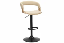 Höhenverstellbarer Barhocker MANHATTAN natur Eiche creme beige Kunstleder drehbar