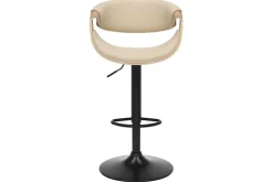 Höhenverstellbarer Barhocker ORGANIC natur Eiche creme beige Kunstleder mit Armlehne