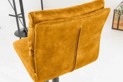 Höhenverstellbarer Barhocker COMFORT senfgelb Samt drehbar mit Lehne Metall schwarz