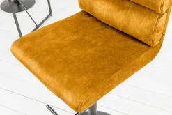 Höhenverstellbarer Barhocker COMFORT senfgelb Samt drehbar mit Lehne Metall schwarz