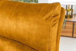 Höhenverstellbarer Barhocker COMFORT senfgelb Samt drehbar mit Lehne Metall schwarz