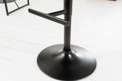Höhenverstellbarer Barhocker COMFORT senfgelb Samt drehbar mit Lehne Metall schwarz