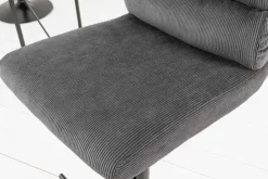 Höhenverstellbarer Barhocker COMFORT grau Cord drehbar mit Lehne Metall schwarz
