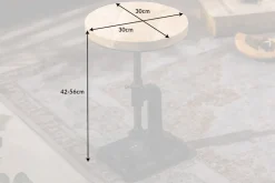 Höhenverstellbarer Beistelltisch ENGINEER 30cm Mangoholz Industrial Design massiv rund Eisen