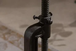 Höhenverstellbarer Beistelltisch ENGINEER 30cm Mangoholz Industrial Design massiv rund Eisen