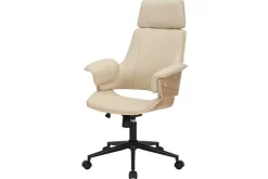 Höhenverstellbarer Bürostuhl MANHATTAN natur Eiche creme beige Kunstleder drehbar