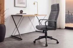 Höhenverstellbarer Bürostuhl LAZIO anthrazit Vogue Velours Samt drehbar mit Rollen