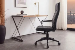 Höhenverstellbarer Bürostuhl LAZIO schwarz Kunstleder drehbar mit Rollen