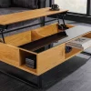 Höhenverstellbarer Couchtisch APARTMENT 110cm natur Eiche schwarz Metall Stauraum