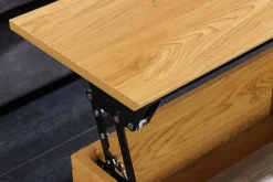 Höhenverstellbarer Couchtisch APARTMENT 110cm natur Eiche schwarz Metall Stauraum