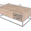 Höhenverstellbarer Couchtisch MAKASSAR FUNCTION 110cm braun Sheesham Massivholz stone finish