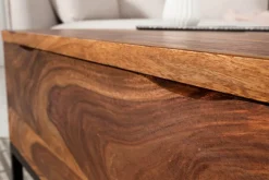 Höhenverstellbarer Couchtisch MAKASSAR FUNCTION 110cm braun Sheesham Massivholz stone finish