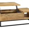 Höhenverstellbarer Couchtisch MAKASSAR FUNCTION 110cm natur cream finish Mangoholz massiv