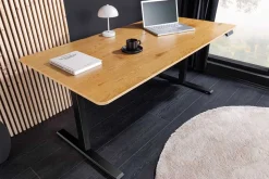 Höhenverstellbarer Schreibtisch OAK DESK 160cm natur Eiche schwarz Metall
