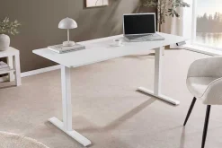 Höhenverstellbarer Schreibtisch WHITE DESK 140cm weiß Metallgestell Bürotisch