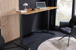 Höhenverstellbarer Schreibtisch OAK DESK 140cm natur Eiche-Design schwarzes Metallgestell