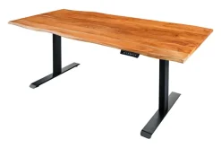 Höhenverstellbarer Schreibtisch MAMMUT 120cm natur Akazie Massivholz Baumkante