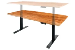 Höhenverstellbarer Schreibtisch MAMMUT 120cm natur Akazie Massivholz Baumkante