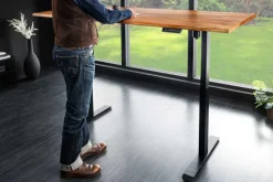 Höhenverstellbarer Schreibtisch MAMMUT 180cm Akazie Massivholz Baumkante handmade