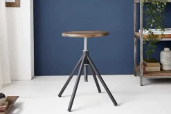 Höhenverstellbarer Sitz Hocker FACTORY Akazie verwittert Industrial Design