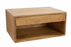 Hängender Nachttisch PURE 50cm braun Mangoholz honey finish Wandregal Schublade