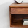 Hängender Nachttisch PURE 50cm braun Sheesham Massivholz stone finish Regal Schublade