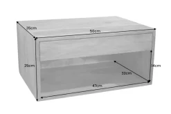 Hängender Nachttisch PURE 50cm braun Akazie Massivholz honey finish Schublade