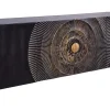 Hängendes Sideboard GOLDEN SUNSET 180cm schwarz mit 3D Schnitzereien gold massiv Mangoholz handmade